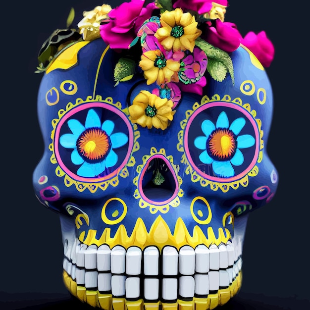 Hermosa ilustración del Día de Muertos, tradición mexicana. colorido día de la imagen muerta.