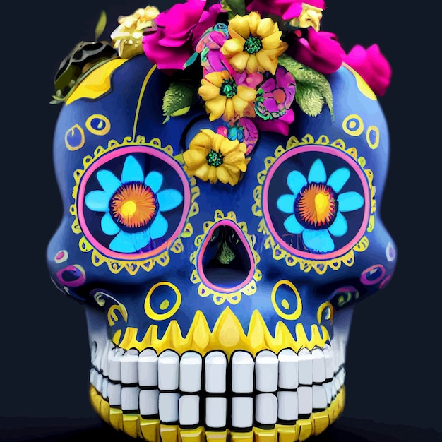 Foto hermosa ilustración del día de muertos, tradición mexicana. colorido día de la imagen muerta.