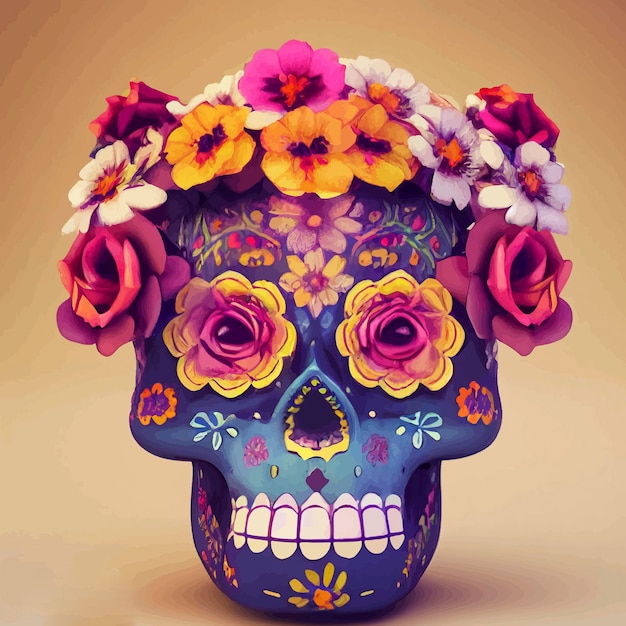 Hermosa ilustración del Día de Muertos, tradición mexicana. colorido día de la imagen muerta.