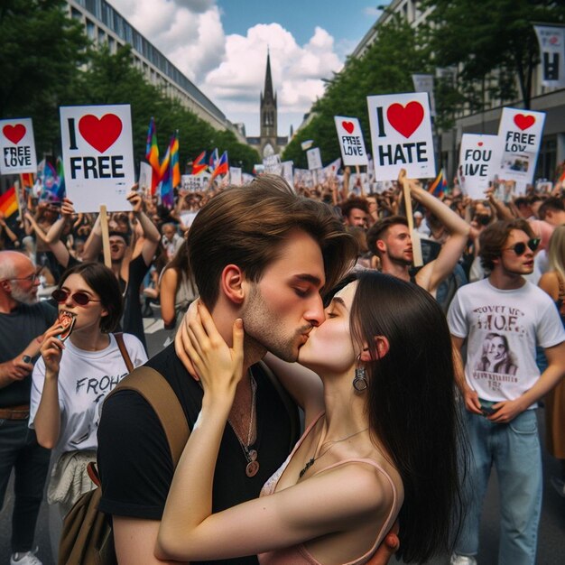 Esta hermosa ilustración es generada para el Día Internacional del Beso y el Día de San Valentín