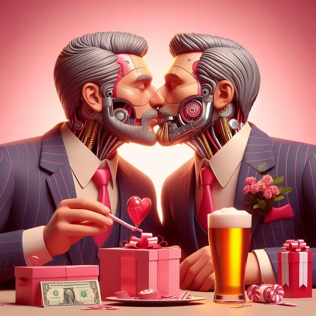 Esta hermosa ilustración es generada para el Día Internacional del Beso y el Día de San Valentín