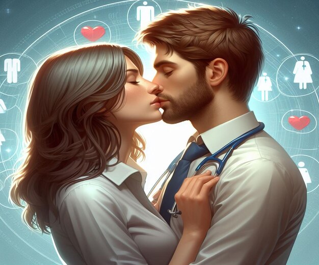 Esta hermosa ilustración es generada para el Día Internacional del Beso y el Día de San Valentín