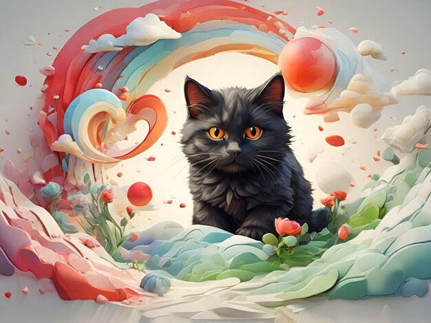 Una hermosa ilustración de un gato