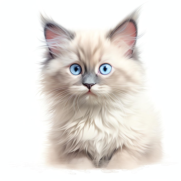 hermosa ilustración de imágenes prediseñadas de fantasía acuarela Ragdoll Cat