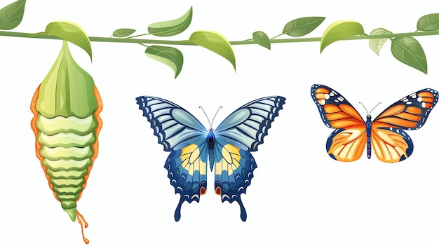 Una hermosa ilustración de una mariposa que emerge de su crisálida La mariposa es un símbolo de esperanza y transformación