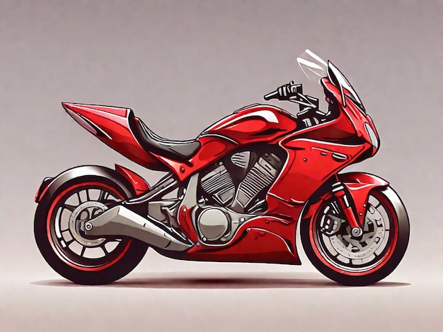 Hermosa ilustración de una motocicleta en color rojo