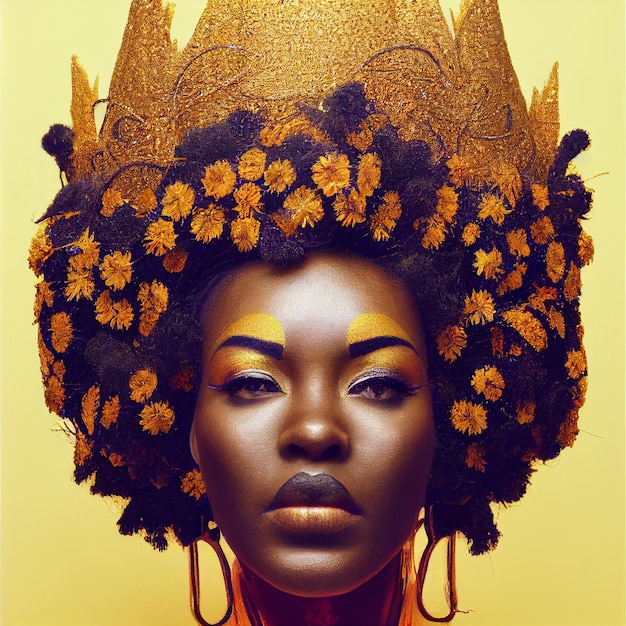 Hermosa ilustración de retrato de mujer afroamericana