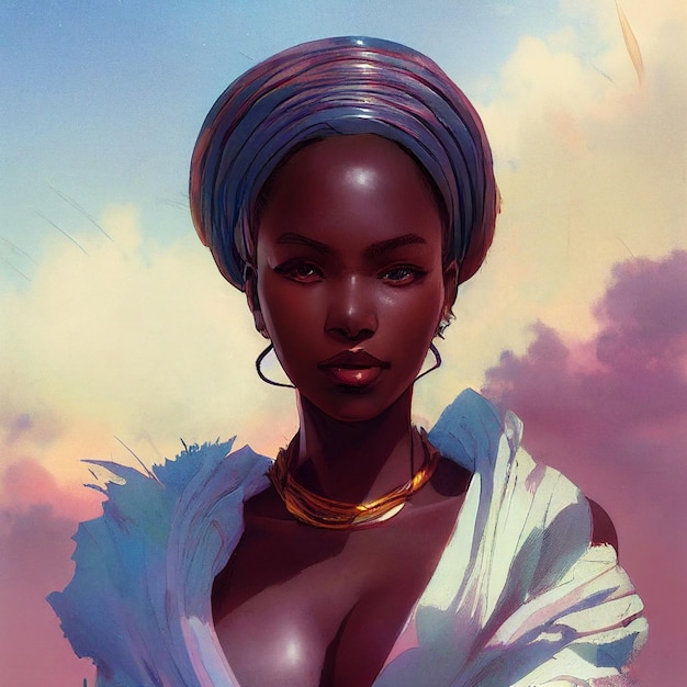 Hermosa ilustración de retrato de mujer afroamericana