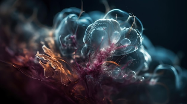 Hermosa imagen abstracta de macro nebulosa con tamaño de nivel celular de luz brillante Ai generativo