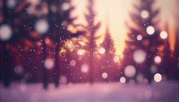 Hermosa imagen de fondo borroso desenfocado de invierno natural con bosque Generar Ai