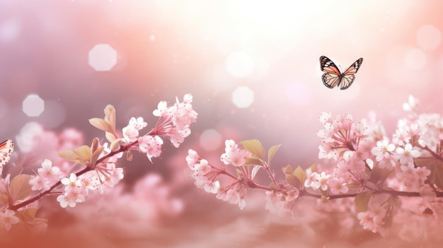 Hermosa imagen de fondo de luz de primavera suave en rosa pastel