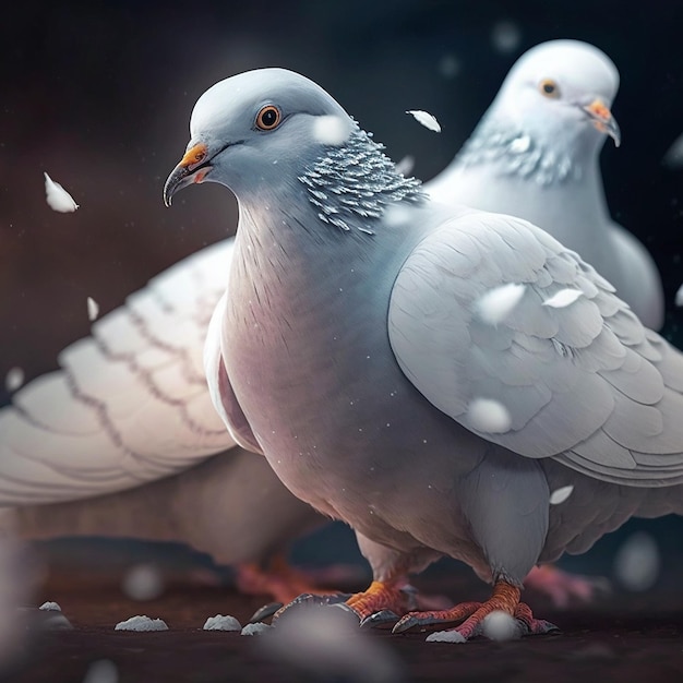 Hermosa imagen de fondo realista de palomas blancas Arte generado por Ai