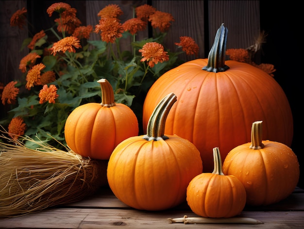 Hermosa imagen ilustración de fondo de calabaza de color naranja vibrante