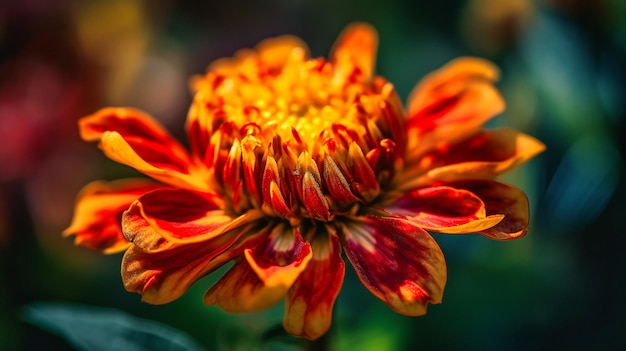 Una hermosa imagen macro de una flor de verano bañada por el sol que revela los intrincados detalles de sus coloridos pétalos