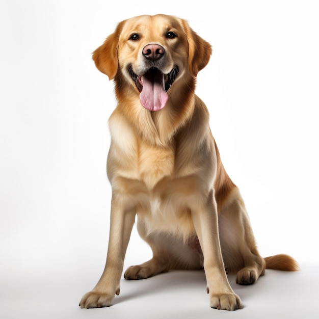 Hermosa imagen de perro labrador retriever fondo blanco Arte generado por IA