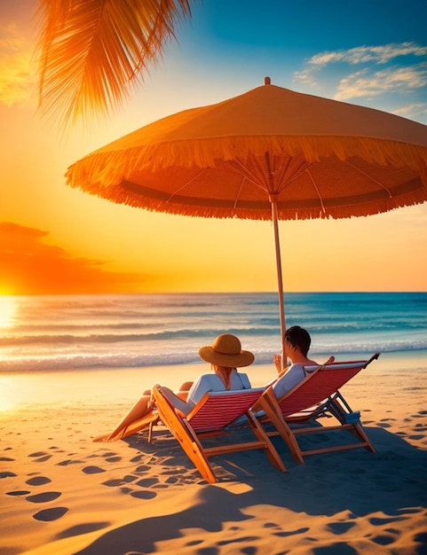 Una hermosa imagen de la playa al atardecer en verano