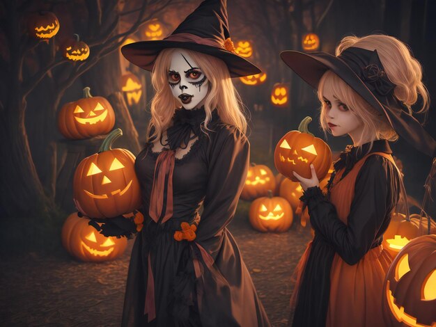 Hermosa imagen de primer plano de Halloween generada por ai