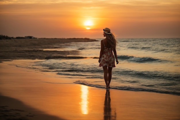 Una hermosa imagen de la puesta de sol en la playa relajar el estrés hace la mente pacífica verdadera sensación de árbol de la playa