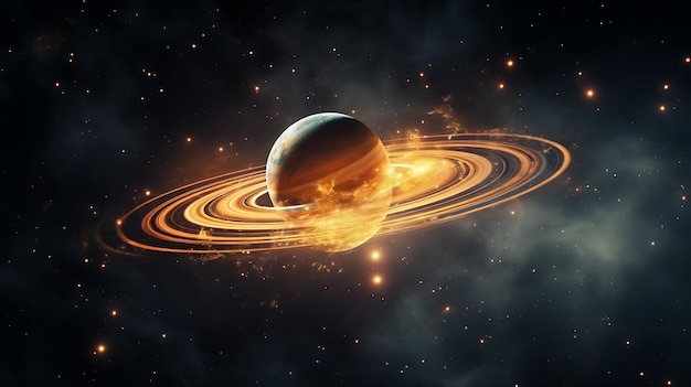 una hermosa imagen de Saturno en el espacio Generativo Ai