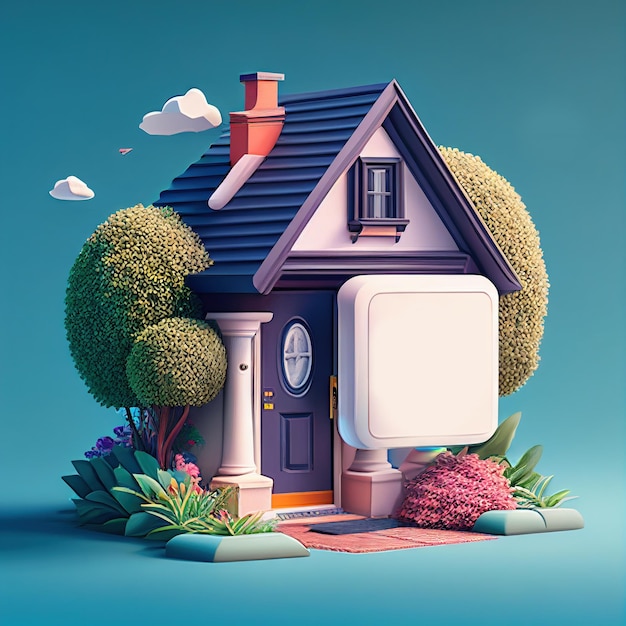 Hermosa imagen de tipo 3D de casa AI generativa