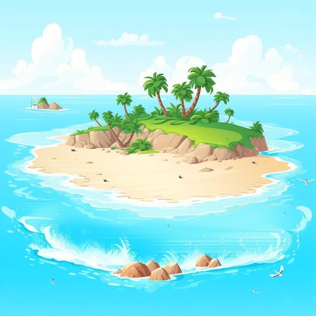 Hermosa isla con mar azul arena blanca ilustración 6