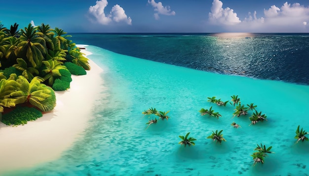Hermosa isla tropical de Maldivas con playa