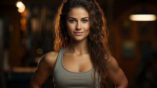 hermosa joven en el gimnasio