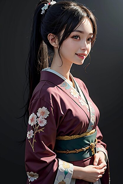 Hermosa joven japonesa modelo vistiendo un hermoso kimono fondo de pantalla de belleza exquisita