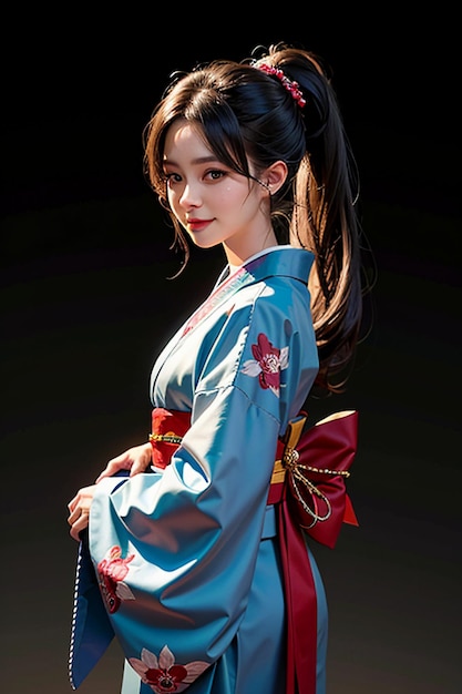 Hermosa joven japonesa modelo vistiendo un hermoso kimono fondo de pantalla de belleza exquisita