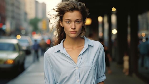 hermosa joven modelo en las calles de Nueva York