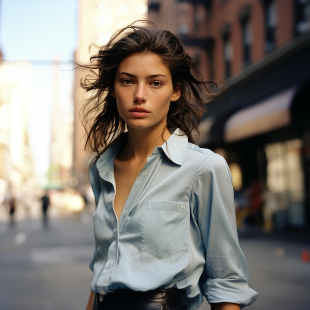 hermosa joven modelo en las calles de Nueva York