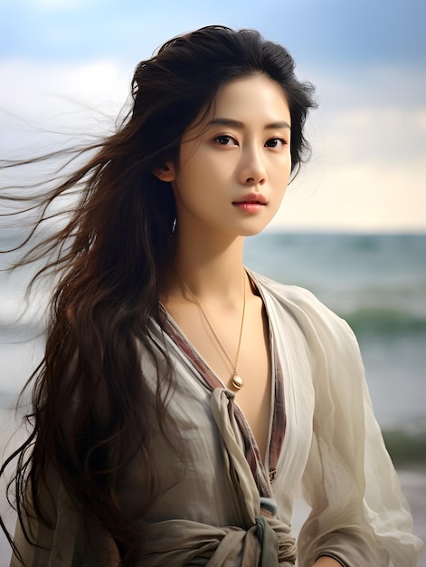 hermosa joven mujer asiática retrato chica linda papel tapiz foto de fondo