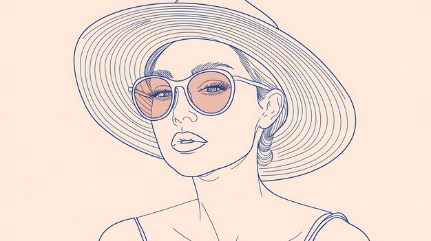 Foto una hermosa joven con sombrero y gafas de sol tiene una expresión de confianza en su cara y está mirando directamente al espectador