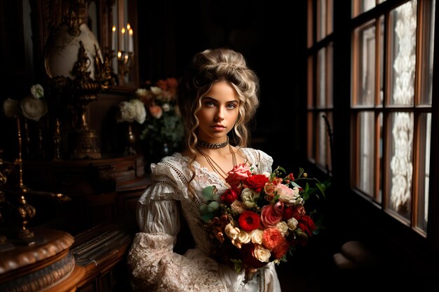 una hermosa joven vestida de novia un hermoso vestido blanco de princesa