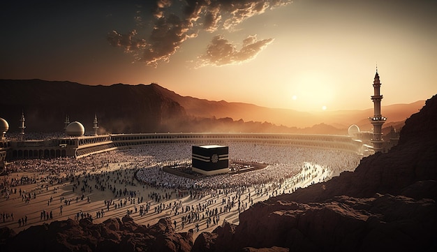 Hermosa kaaba hajj piglrimage en la meca umra eid al adha foto ilustración de fondo