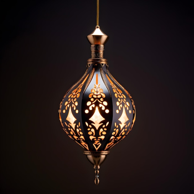 Hermosa lámpara árabe aislada sobre fondo blanco y negro