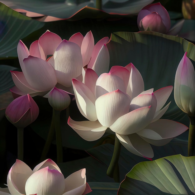 Una hermosa lirio de agua rosa o flor de loto en el estanque