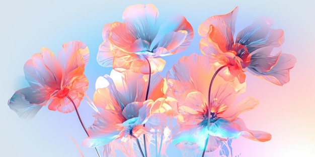 Hermosa luz de neón abstracta acuarela diseño floral fondo generativo ai AIG32