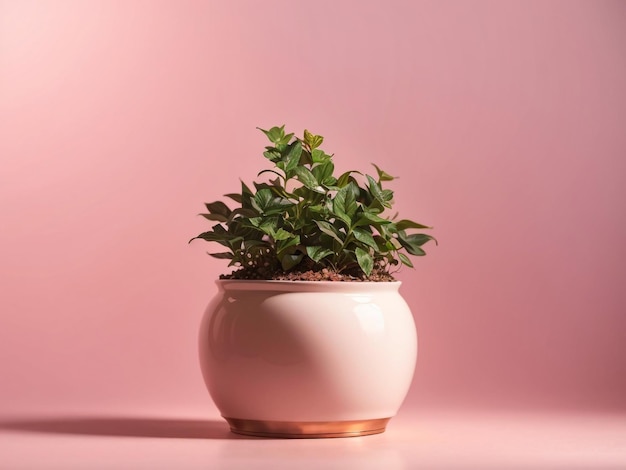 Hermosa maceta de planta en blanco