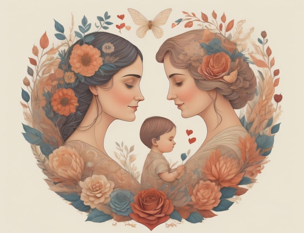 Hermosa madre bebé ilustración