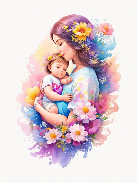 Hermosa madre sosteniendo a un bebé
