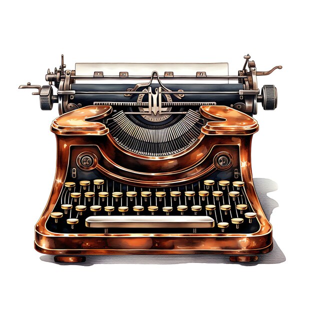 hermosa máquina de escribir antigua como pieza central Cabaña rústica acuarela acogedora clipart