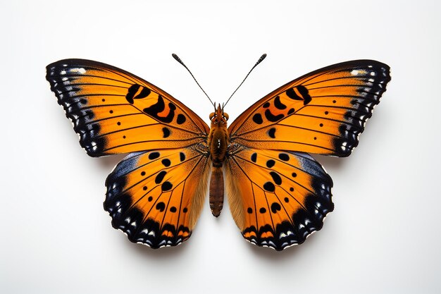 Una hermosa mariposa en el aire desde el lado de un vuelo etéreo