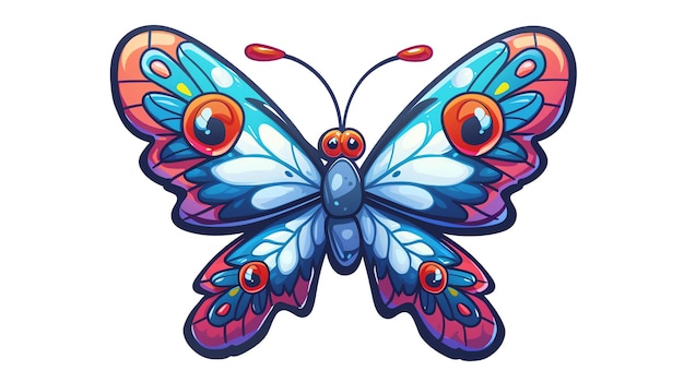 Una hermosa mariposa con colores vibrantes y detalles intrincados La mariposa está frente al espectador con sus alas abiertas