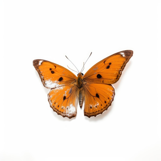 Una hermosa mariposa en el fondo blanco.