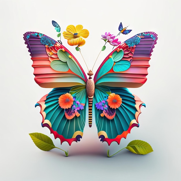 Foto hermosa mariposa en ilustración 3d