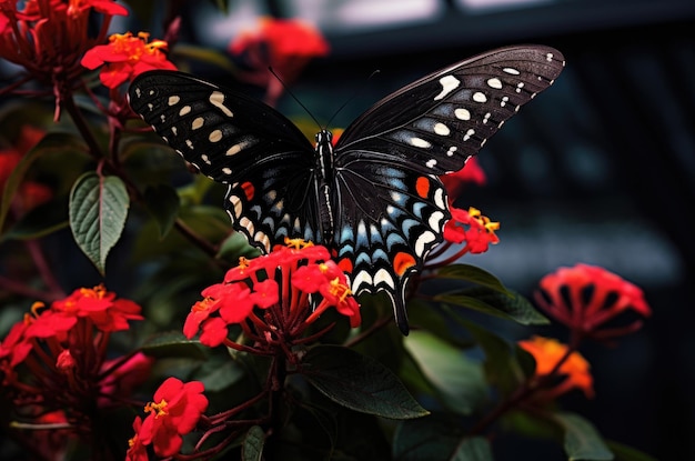 Hermosa mariposa monarca negra