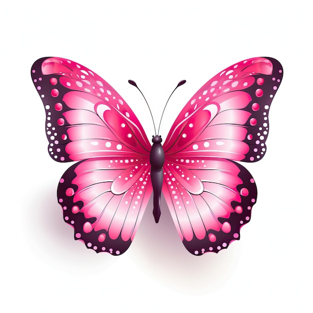 Foto hermosa mariposa rosa y blanca aislada en blanco