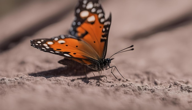 Una hermosa mariposa con texturas interesantes en una naranja