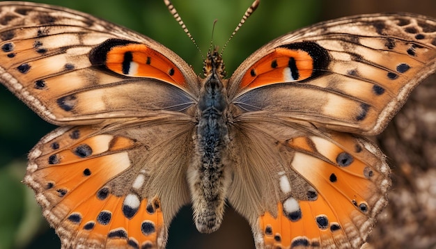 Una hermosa mariposa con texturas interesantes en una naranja